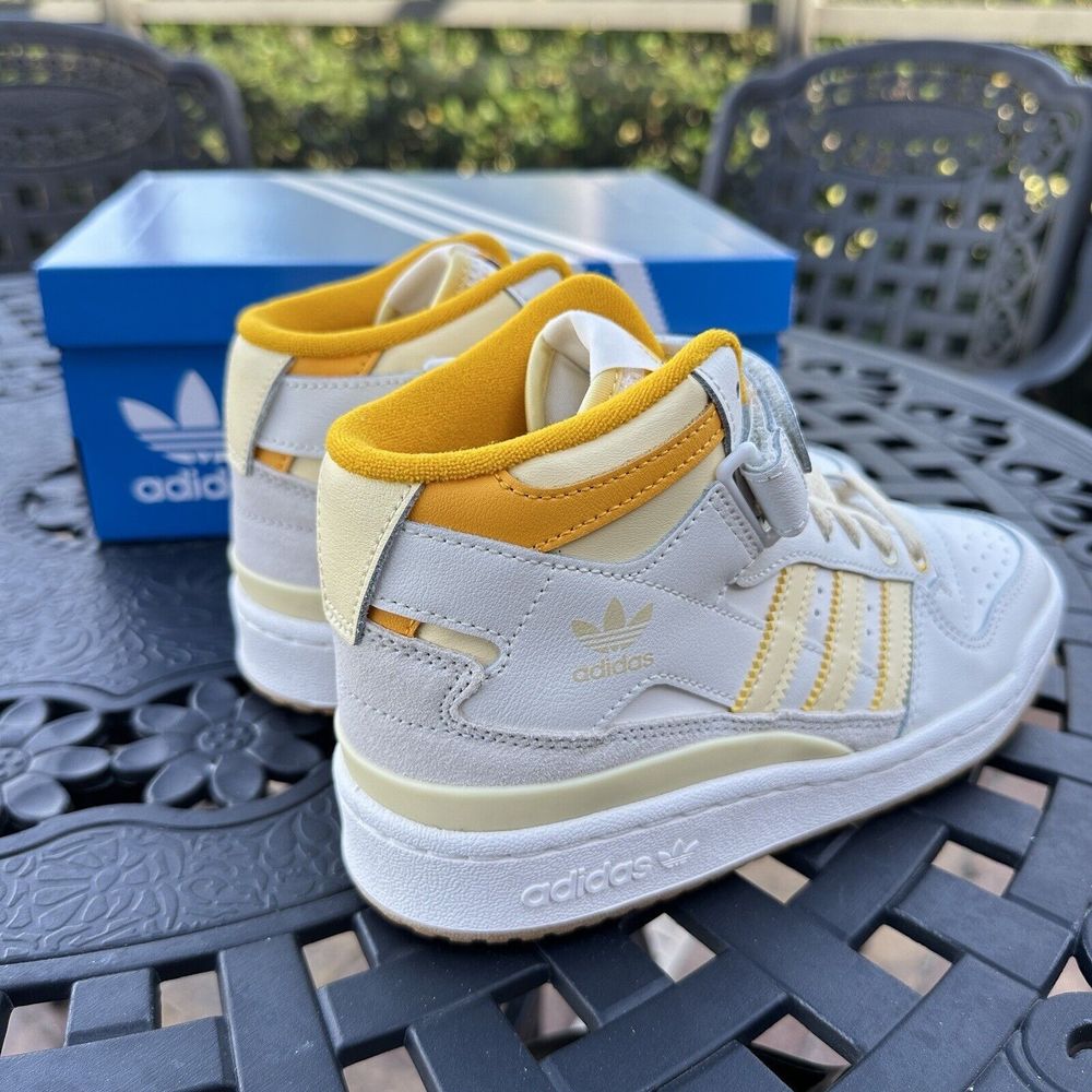 adidas Kids High-Top Sneakers in White and Yellow - Picture 4 of 16